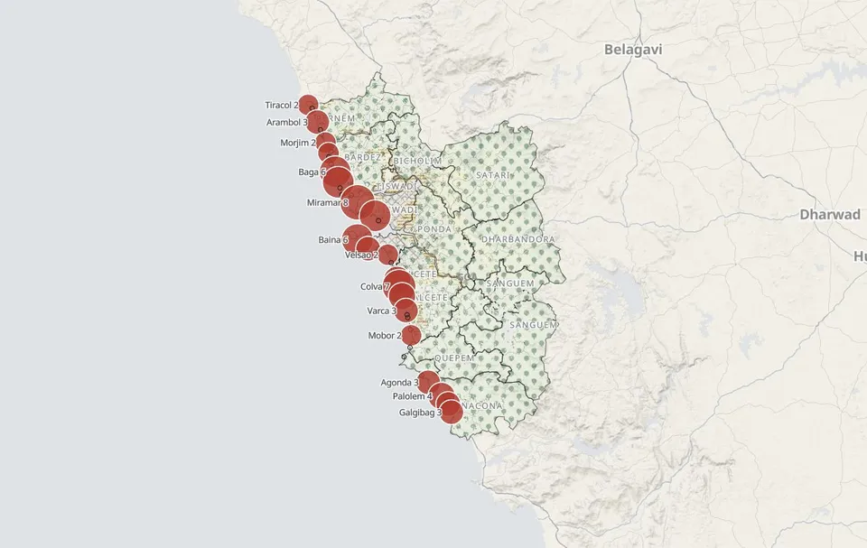 The Goenche map answering "Beaches"