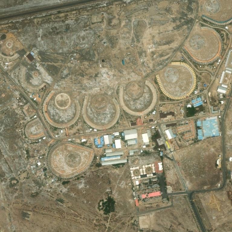 High-resolution view of the Dhordo tent city off season: empty rings where the tents stand in winter