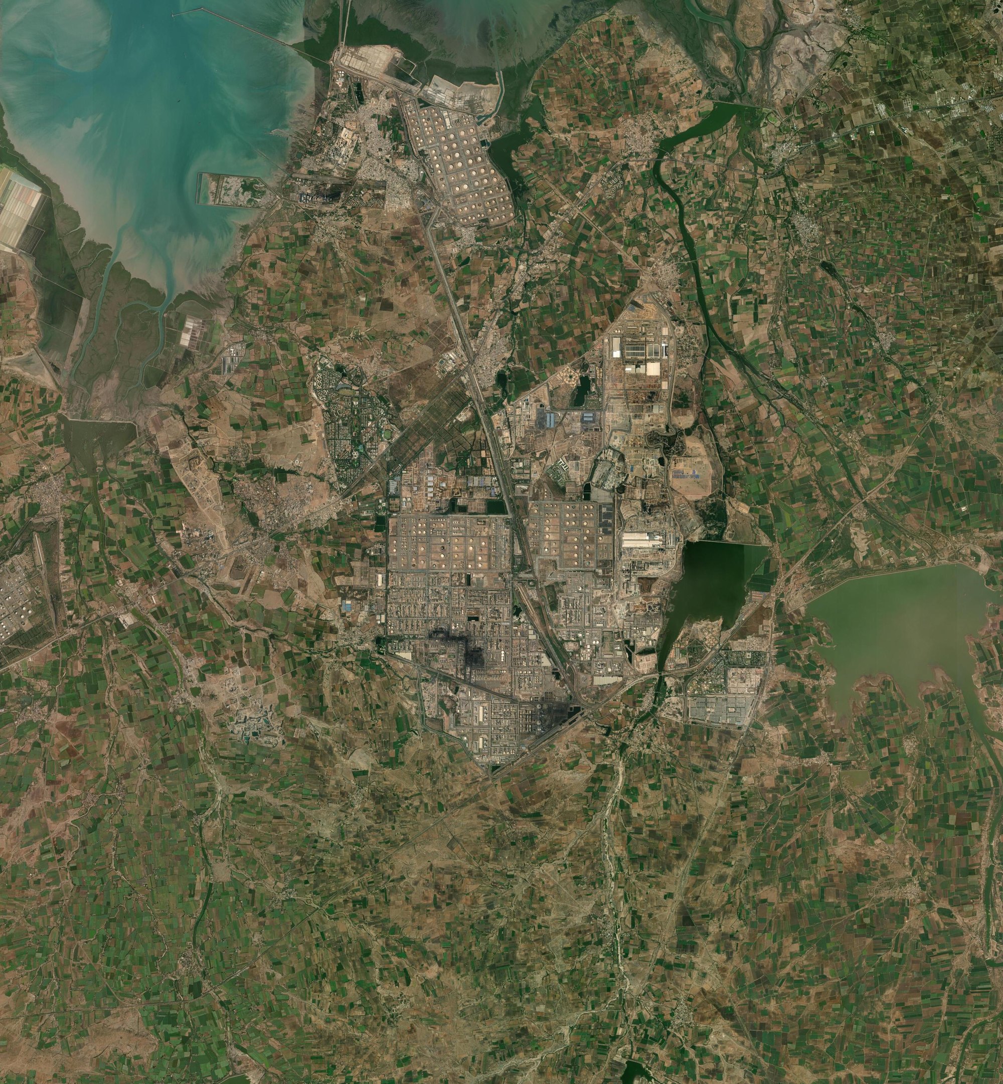 Optical satellite view of the same frame, Jamnagar, Gujarat, for orientation